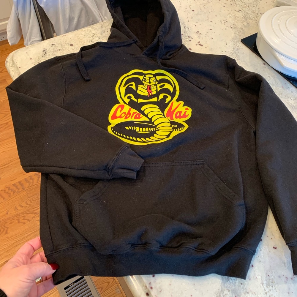 Cobra Kai Black Kangaroo Pocket Hoodie sz M EUC